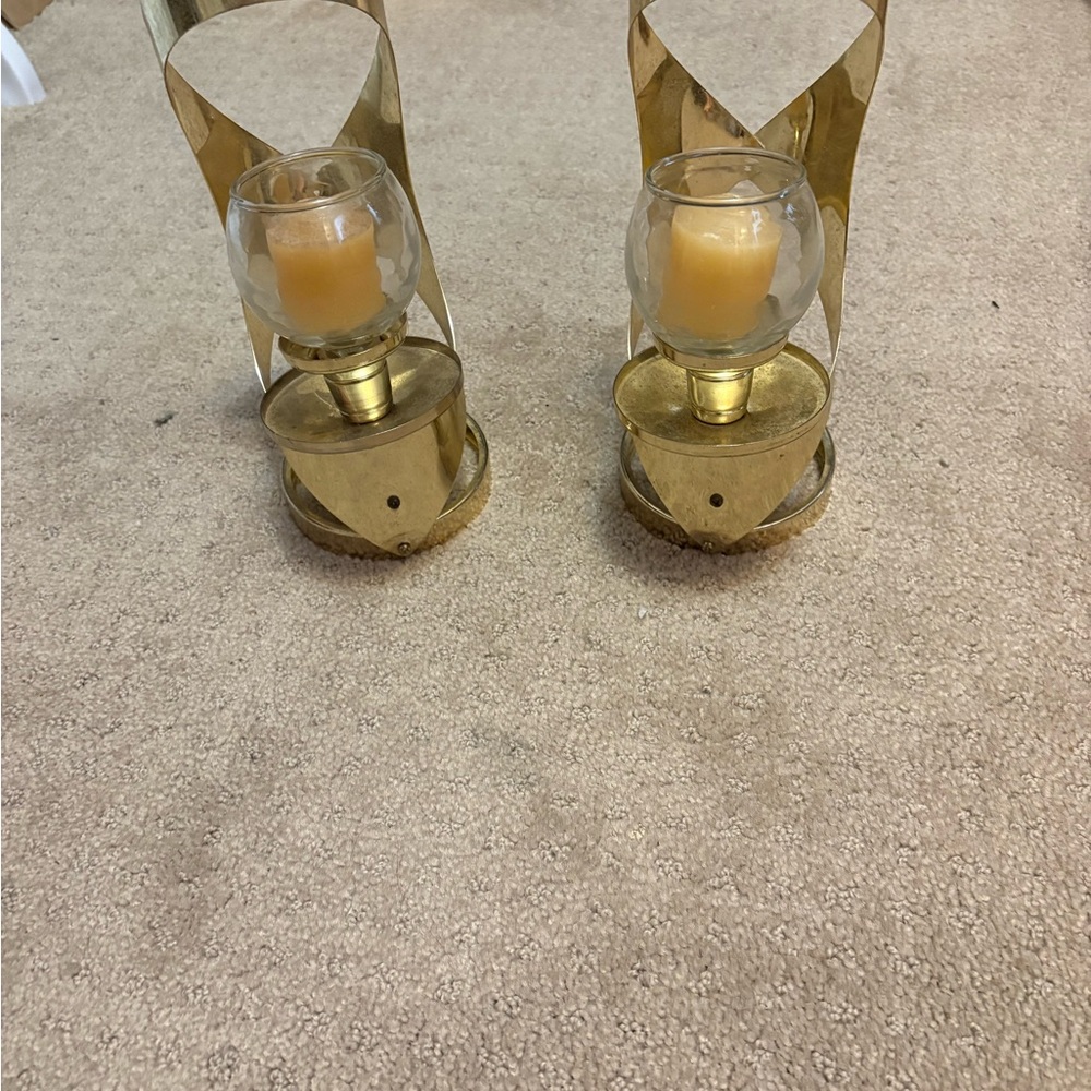 Vintage Gold Candle Holder sconces with Glass Cups
